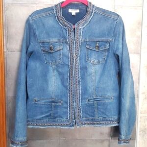 👑Dress Barn womens denim jeans jacket L large